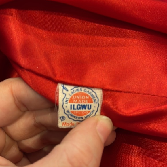 Luba I. Magnin VTG Long Wool Open Coat Rich Pink/Dark Cherry Wine Red - Picture 7 of 7